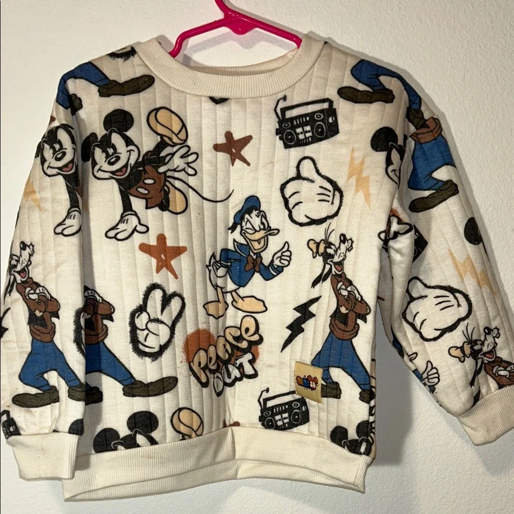 Disney Kids Cream and Black Sweatshirt set with Blue Accents